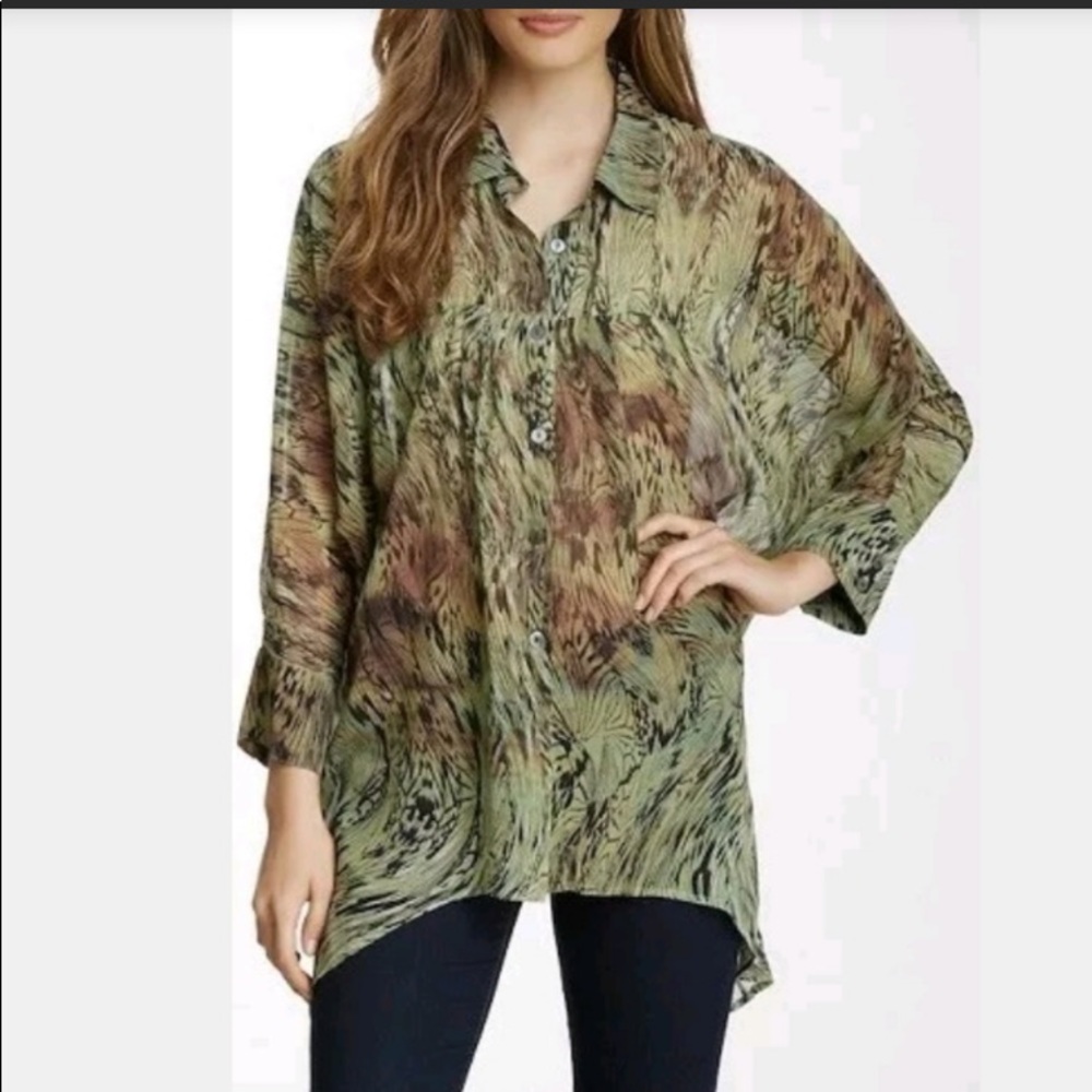 DA-NANG Surplus ⭐️ Indochine Silk Button Up Blouse Size Small